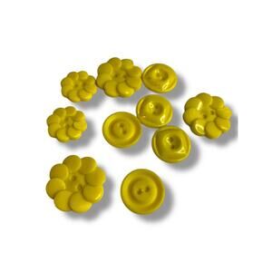 Lot of 10 Yellow Assorted Midcentury Buttons Acrylic Sunshine Yellow